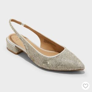 A New Day - Women’s Elle Wide Width Rhinestone Slingback Pointed Toe Heels